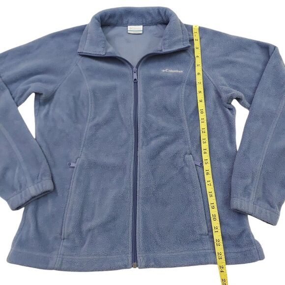 Columbia Fleece Jacket Womens Medium Blue Zip-Up Mock Neck Cozy Outdoor Hiking - Picture 9 of 12